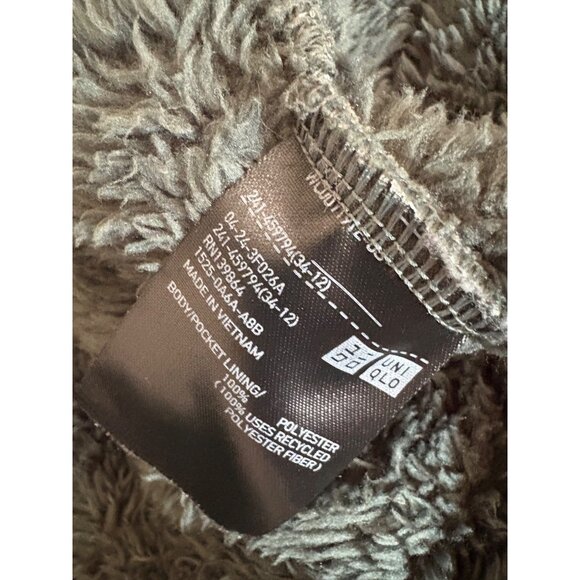 Unisex Uniqlo‎ Fleece Jacket S Soft Warm Cozy Outerwear Winter Zip Up Dark Green - Picture 5 of 5